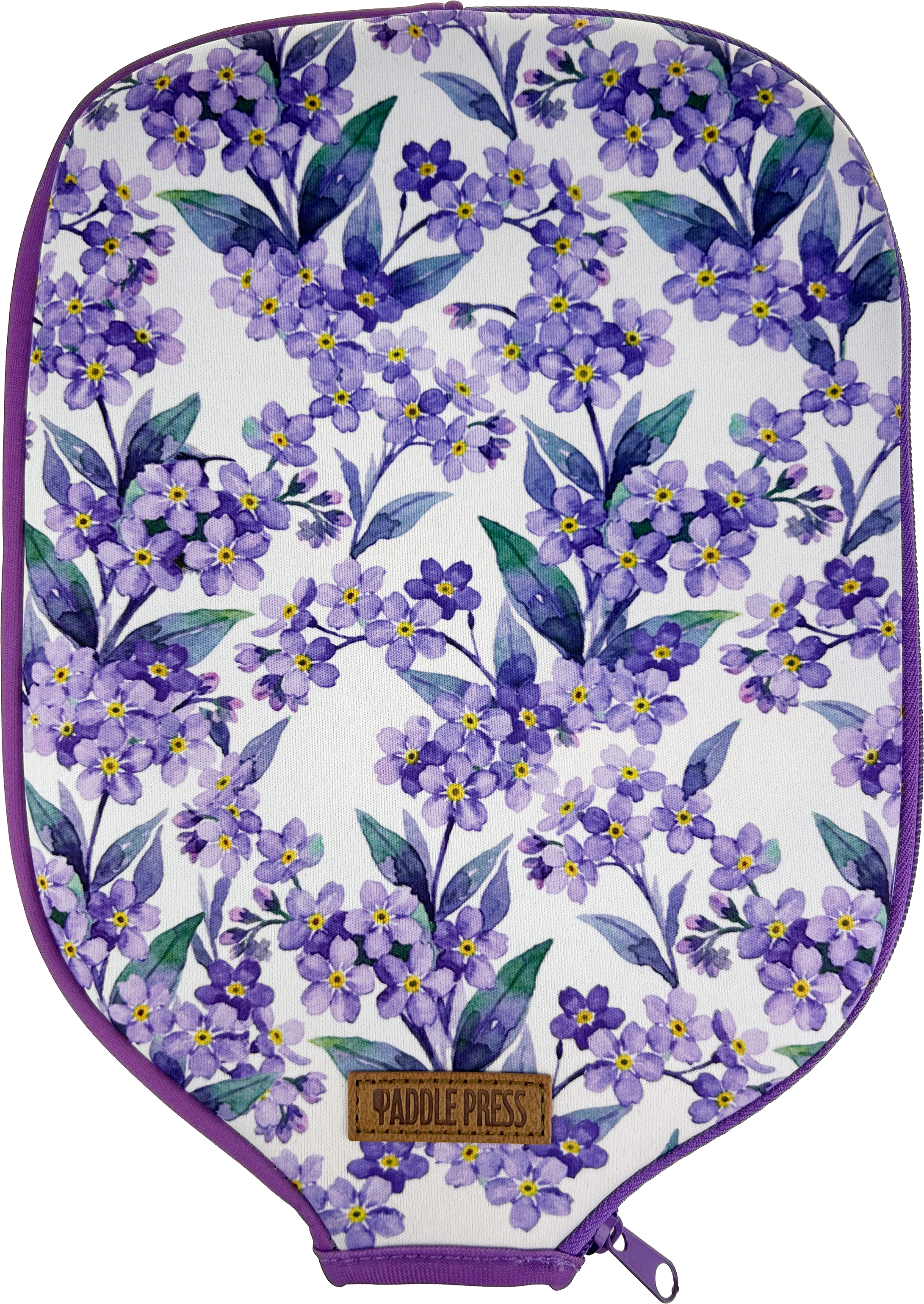 Purple flowers | White background | Purple zipper