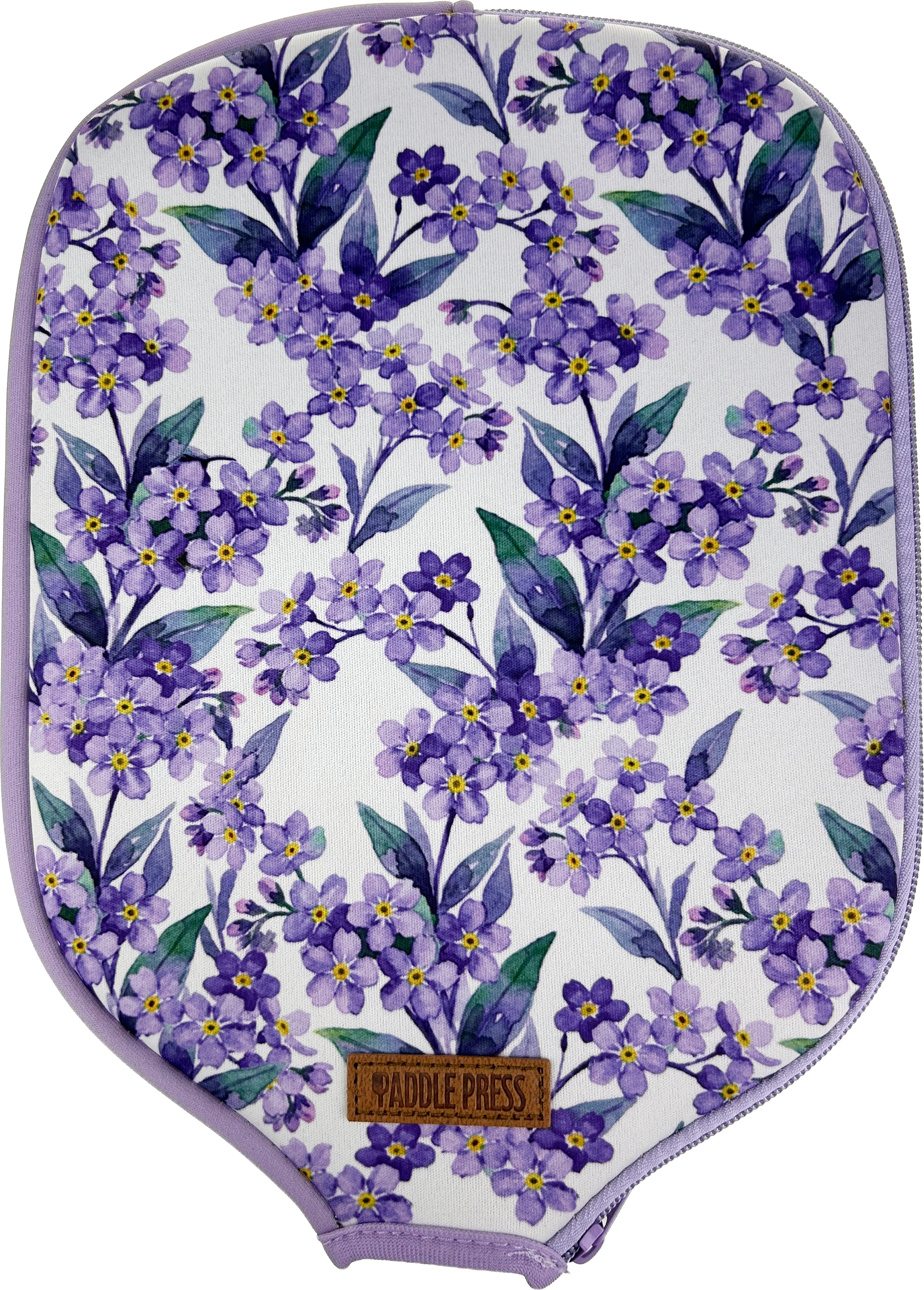 Purple flowers | White background | Light purple zipper