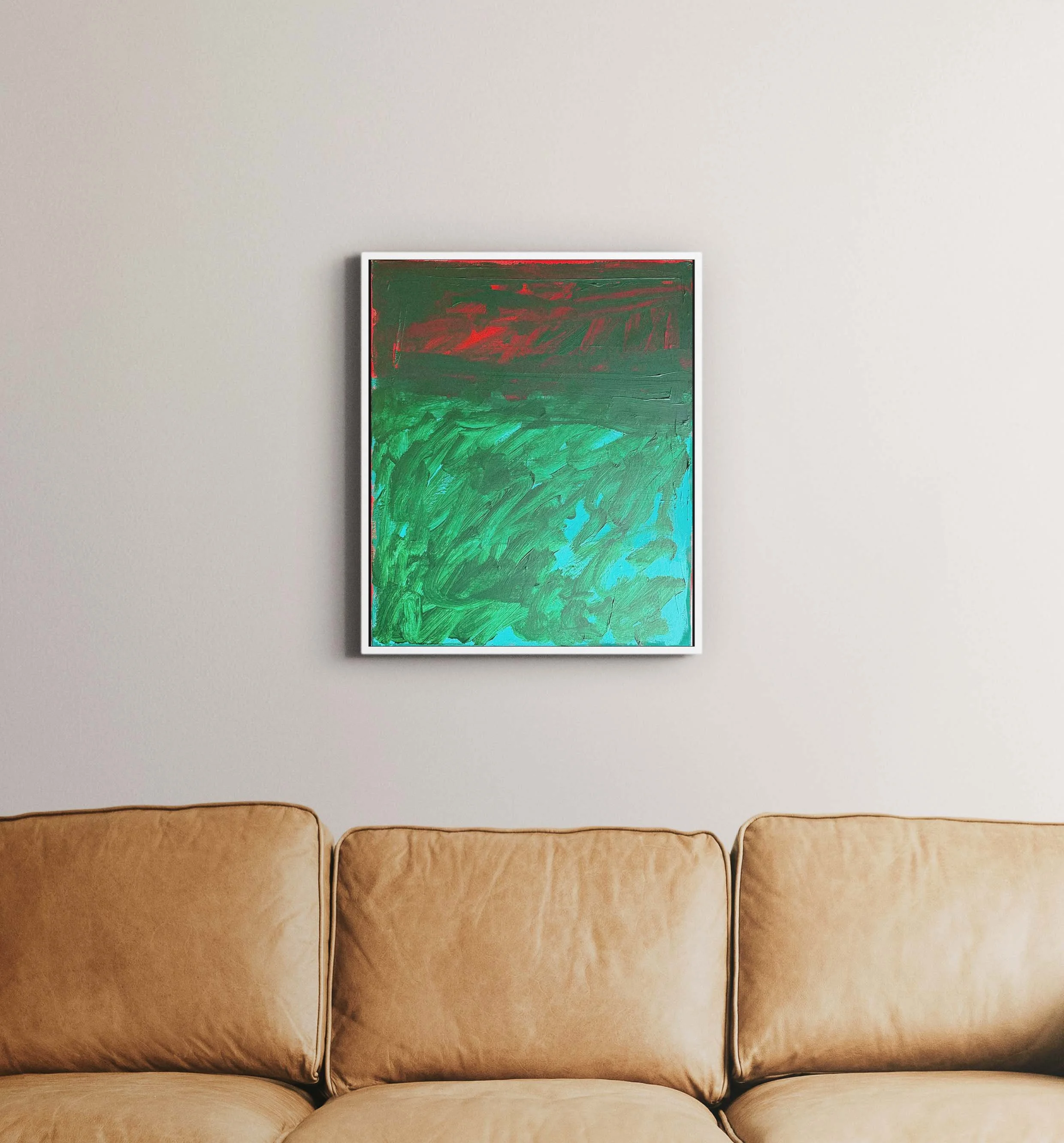 Afloat in the Waves canvas framed w sofa.jpg
