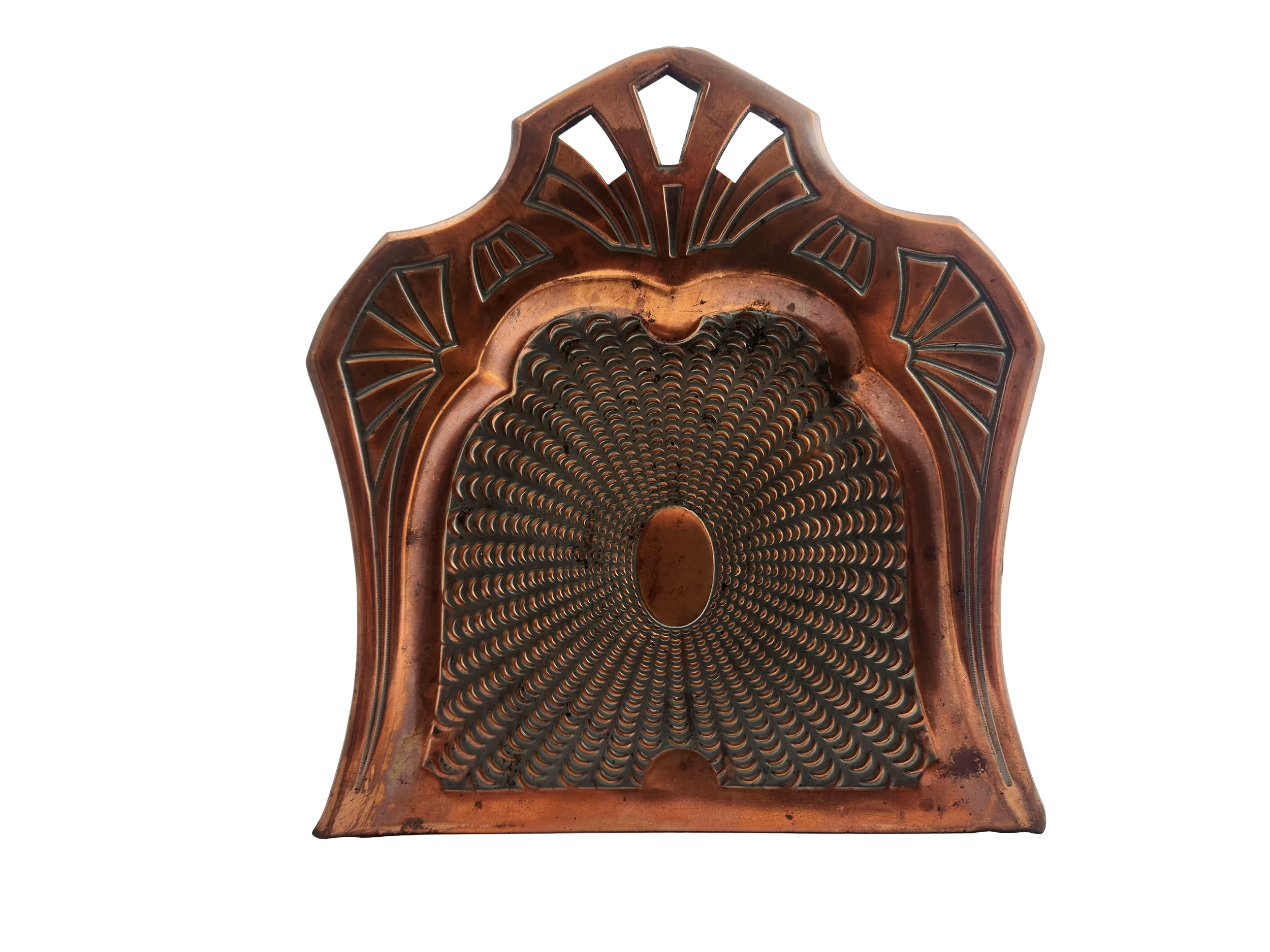 Jugendstil-Kupferobjekt mit Fächermotiv, um 1900