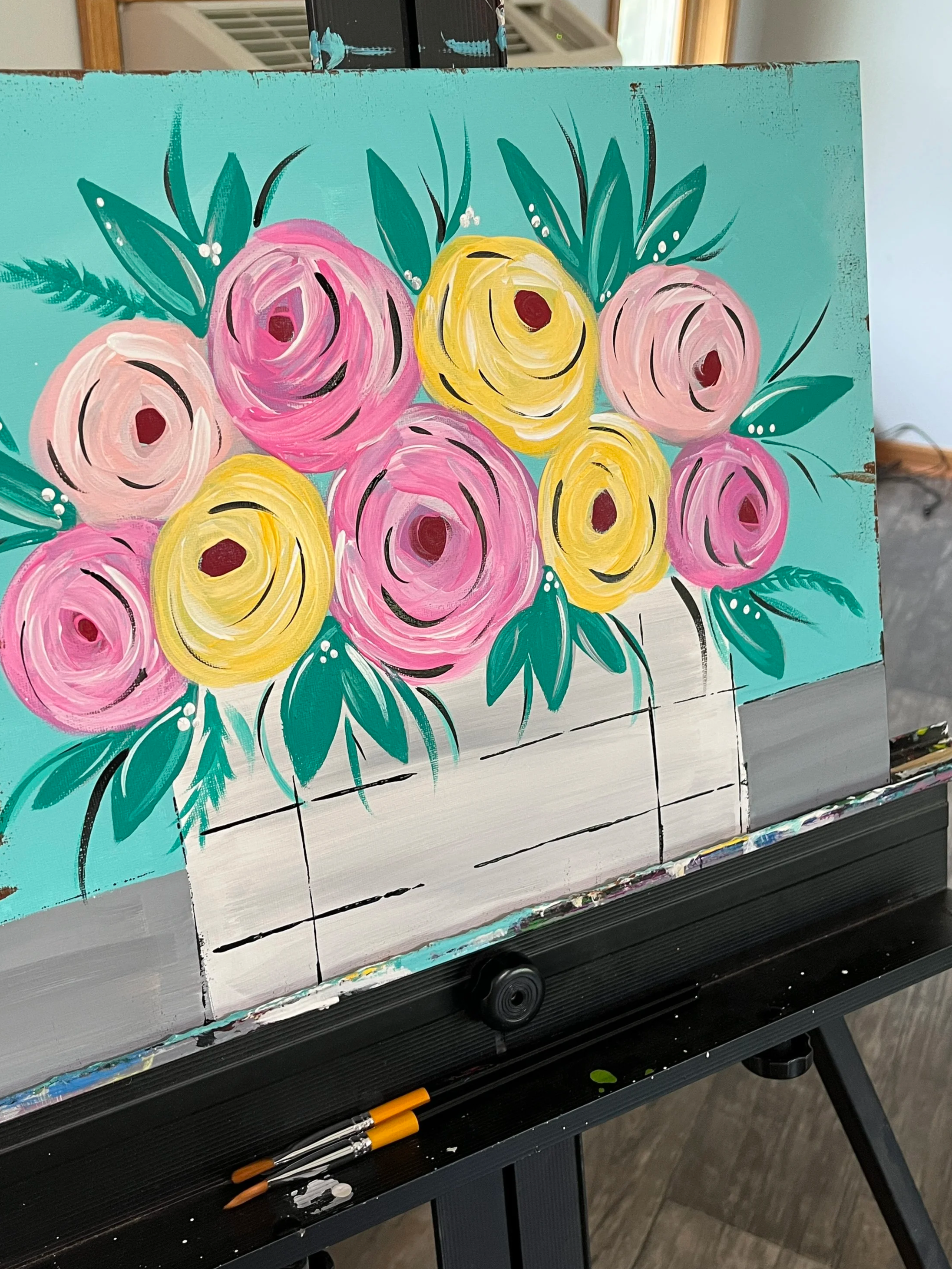 rustic flower box painting