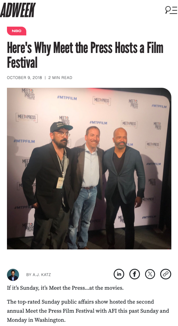 AdWeek: Here's Why Meet the Press Hosts a Film Festival