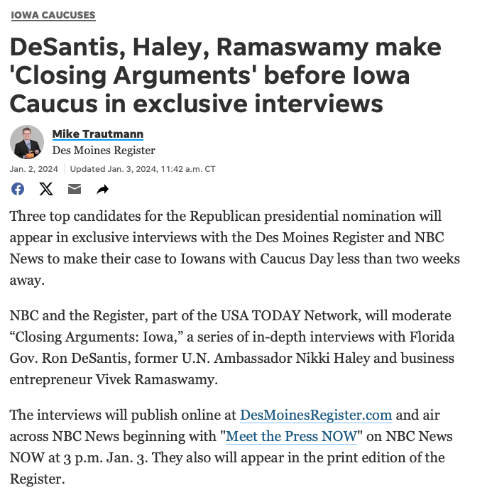 DeSantis, Haley, Ramaswamy make 'Closing Arguments' before Iowa Caucus in exclusive interviews
