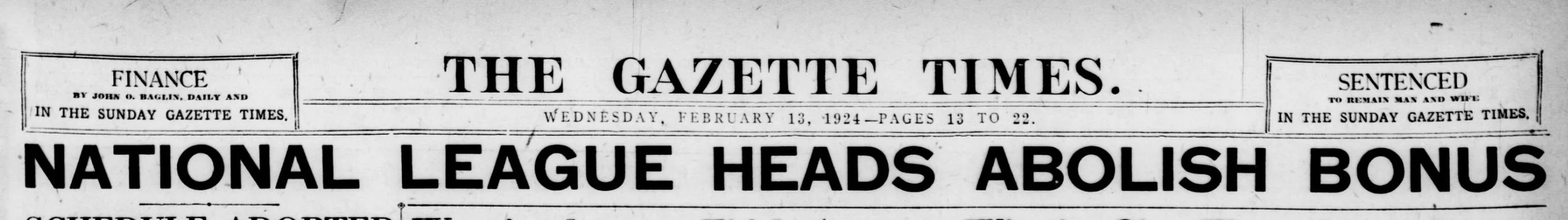 February 13, 1924 (page 13 of 22). (1924, Feb 13). The Gazette Times (1905-1926) Retrieved from https://profile.sabr.org/newspapers/february-13-1924-page-22/docview/1856180263/se-2