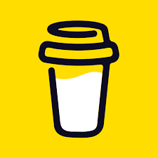 Stylized coffee cup with a lid on a yellow background.