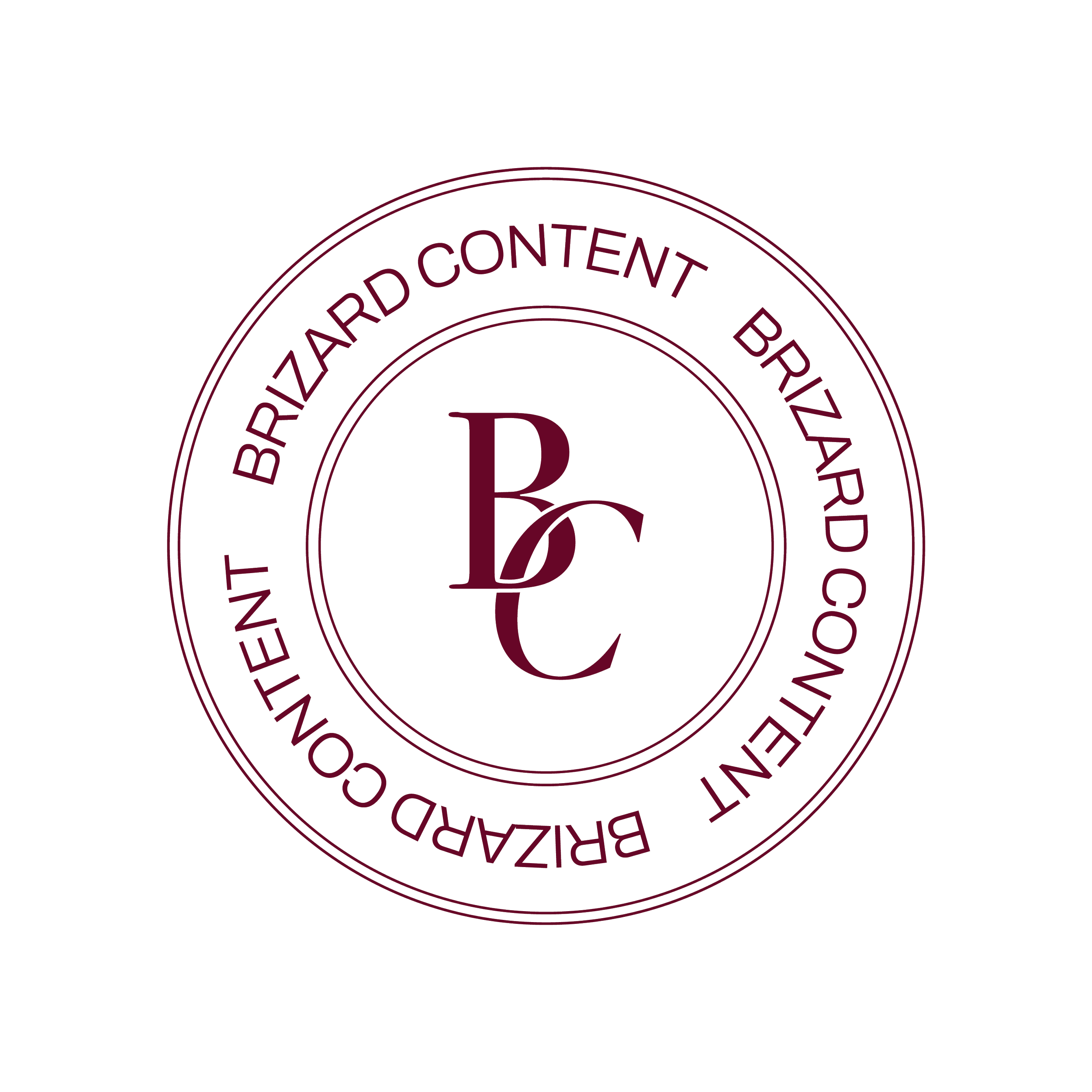 Circular logo with the letters 'B' and 'C' intertwined in the center, surrounded by the words 'BRIZARD CONTENT BRIZARD CONTE' and 'BRIZARD CONTENT BRIZARD CONTENT' in a ring.