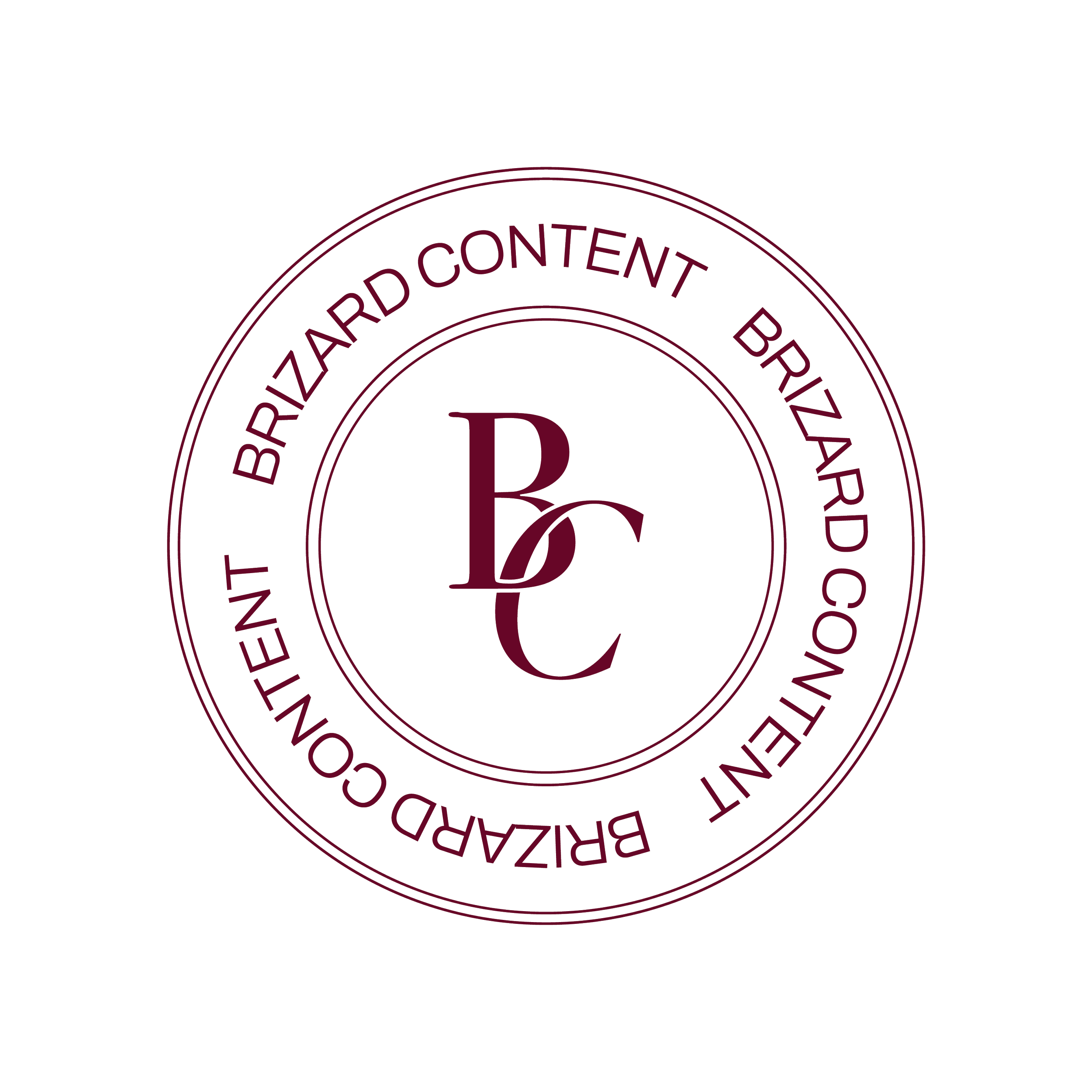 Circular logo with the letters 'B' and 'C' intertwined in the center, surrounded by the words 'BRIZARD CONTENT BRIZARD CONTE' and 'BRIZARD CONTENT BRIZARD CONTENT' in a ring.
