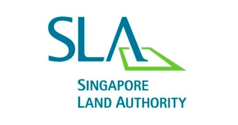 SLAA Singapore Land Authority logo with stylized green land plot and text