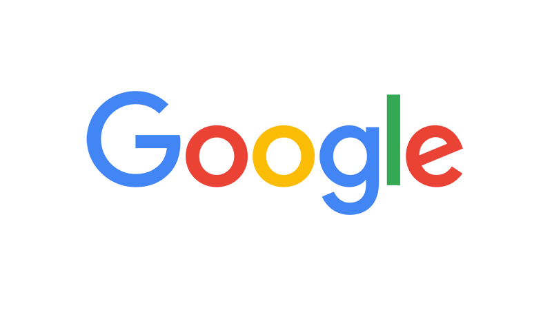 Google logo with colorful letters on a white background.
