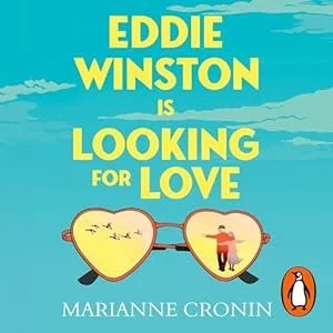 Book cover titled 'Eddie Winston is Looking for Love' by Marianne Cronin, featuring sunglasses with a beach scene reflected in the lenses and a small Penguin logo in the bottom right corner.