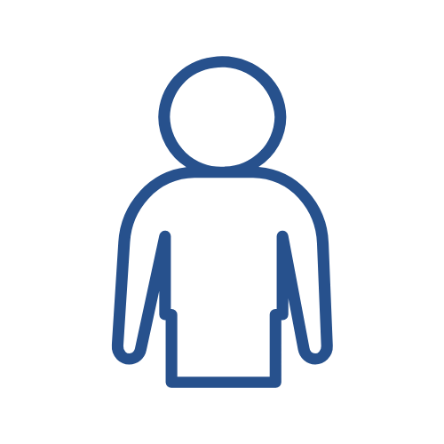 Outline of a person with a circle for a head and simple lines for the body and limbs, in a minimalistic style.