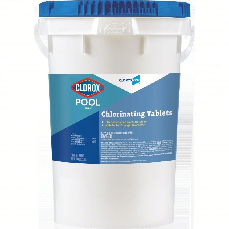 CLOROXPRO Chlorine: Tablets, Bucket, 50 lb
