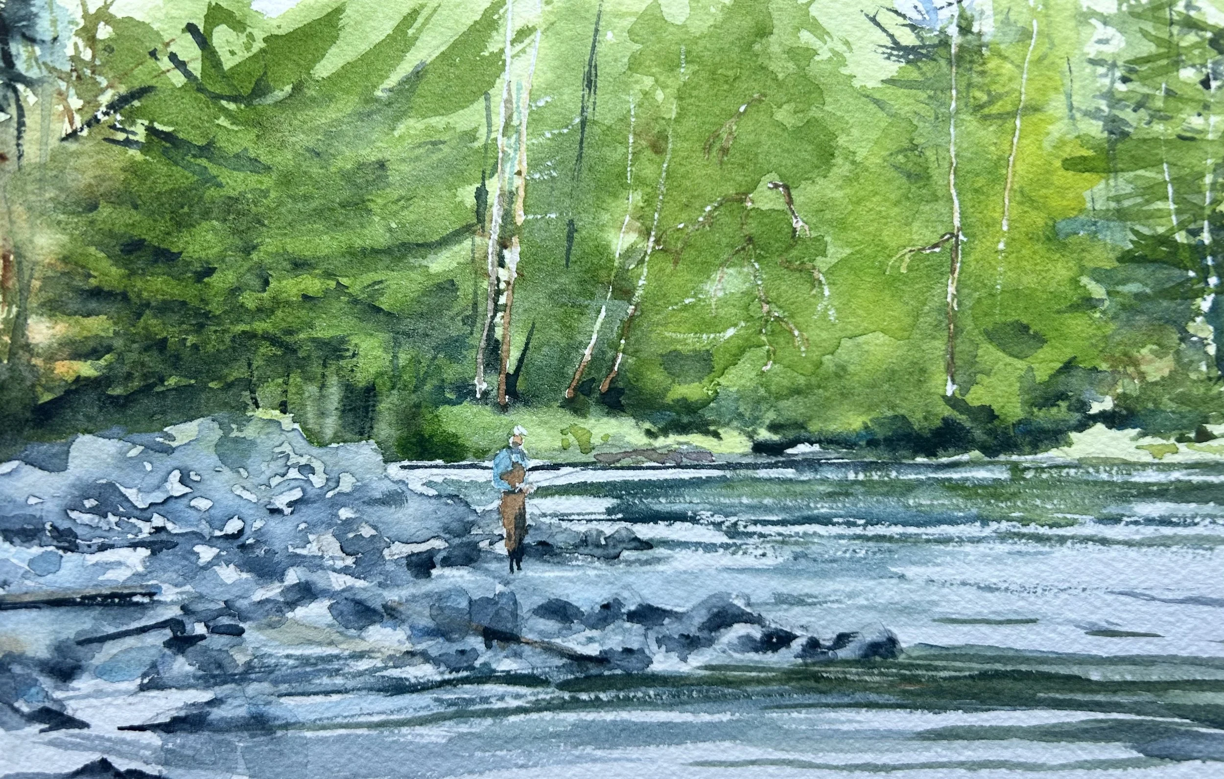 Fly Fishing at Lower Dam, Rapid River, ME
