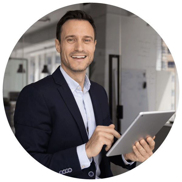 Male programme manager reviewing project documents