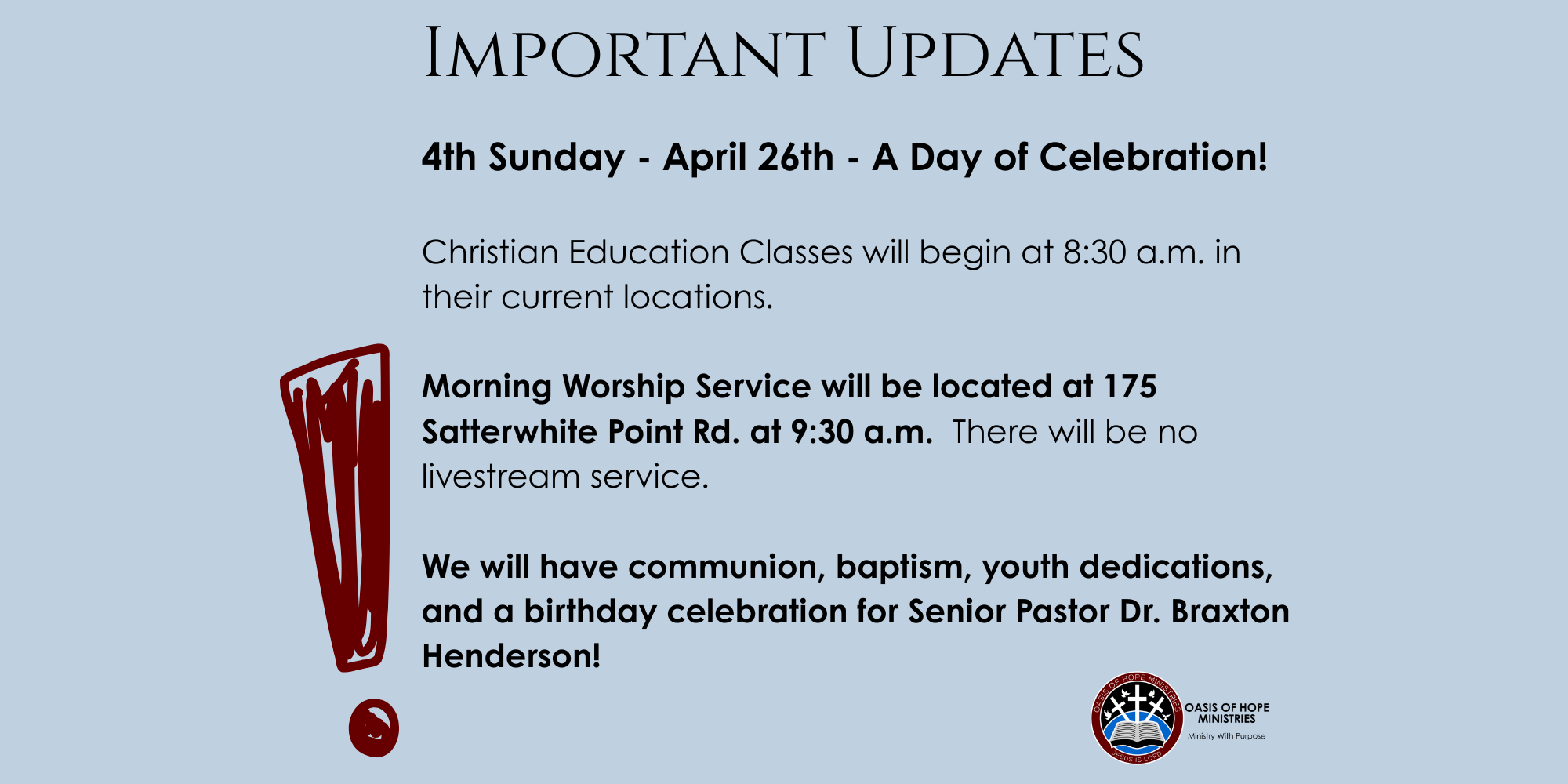 A Day of Celebrations: Communion, Baptism, and Birthday Celebration for Sr. Pastor Braxton