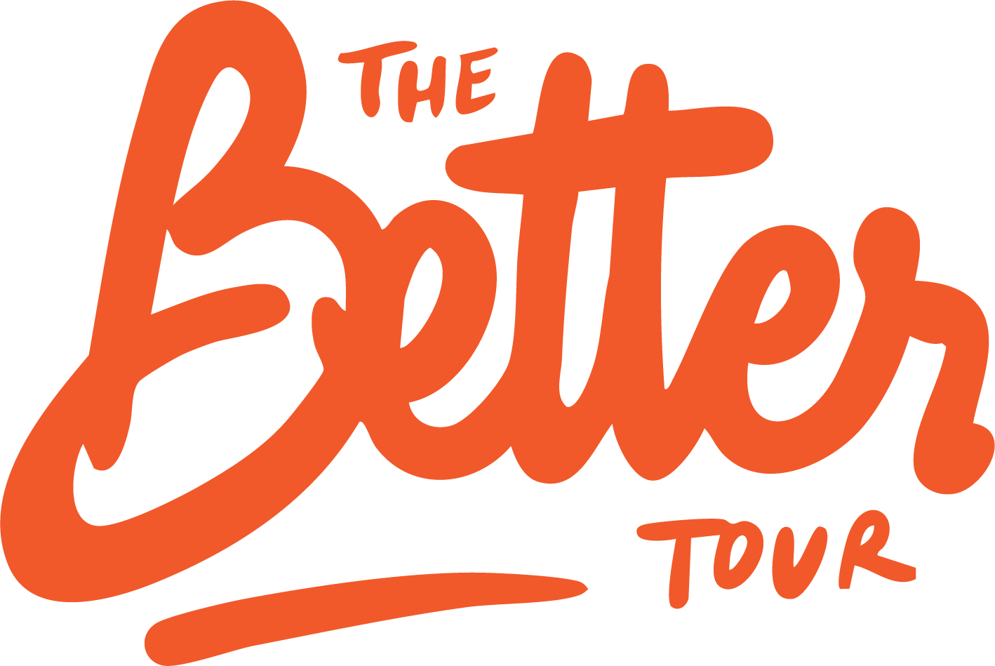 Logo for The Better Tour featuring stylized orange text on a white background.