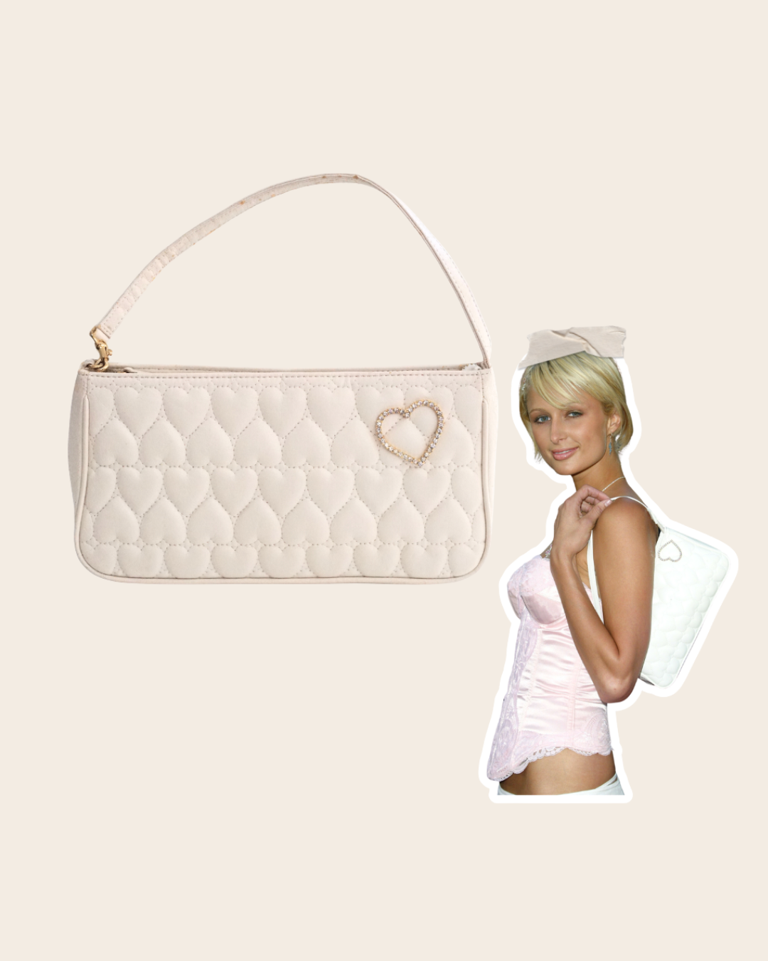 Samantha Thavasa White Heart Quilted Shoulder Bag - ASO Paris Hilton