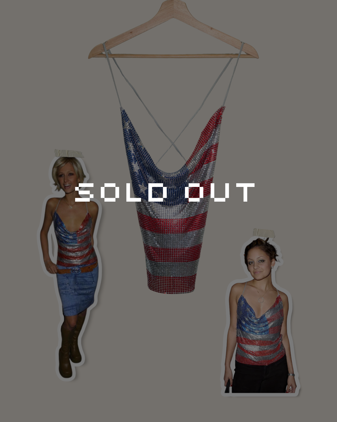 American Flag Backless Chainmail Top - ASO Paris Hilton & Nicole Richie