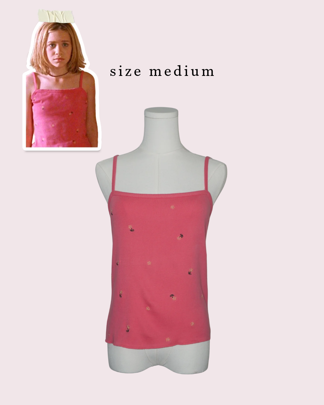 Pink Floral Embroidered Camisole (Medium) - ASO Ashley Olsen in Passport to Paris