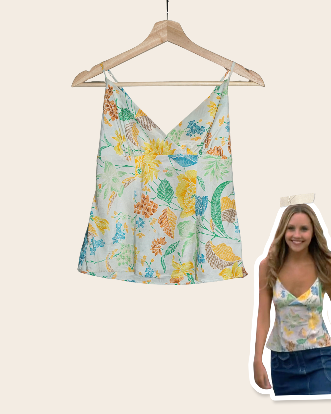 ASO Amanda Bynes - Blue Silk Floral Camisole