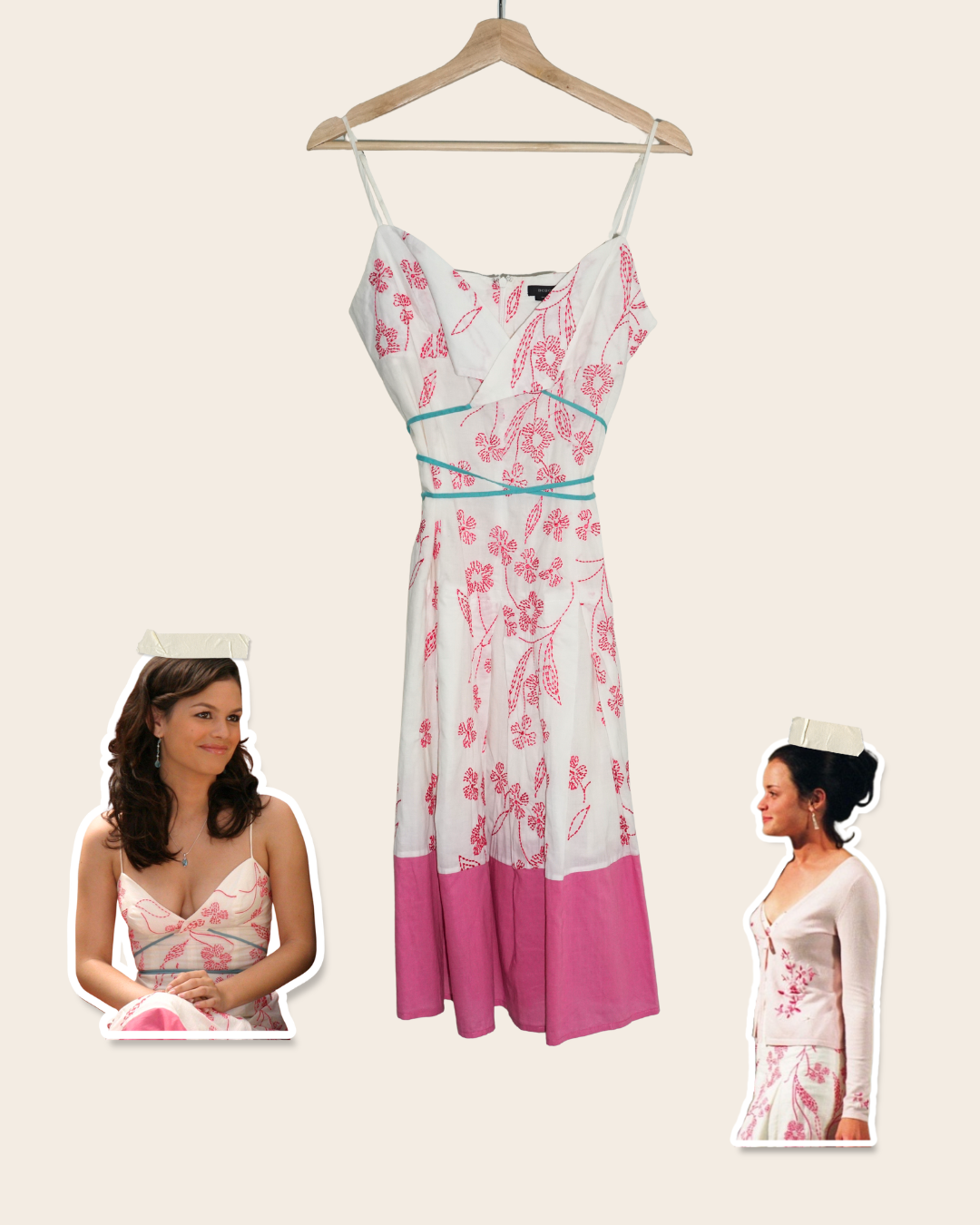 ASO Alexis Bledel & Rachel Bilson - Pink Floral Embroidered Sundress