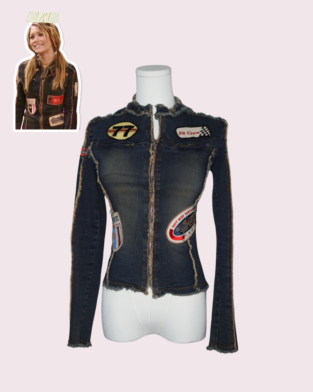 Patchwork Denim Moto Jacket - ASO Ashley Olsen in So Little Time