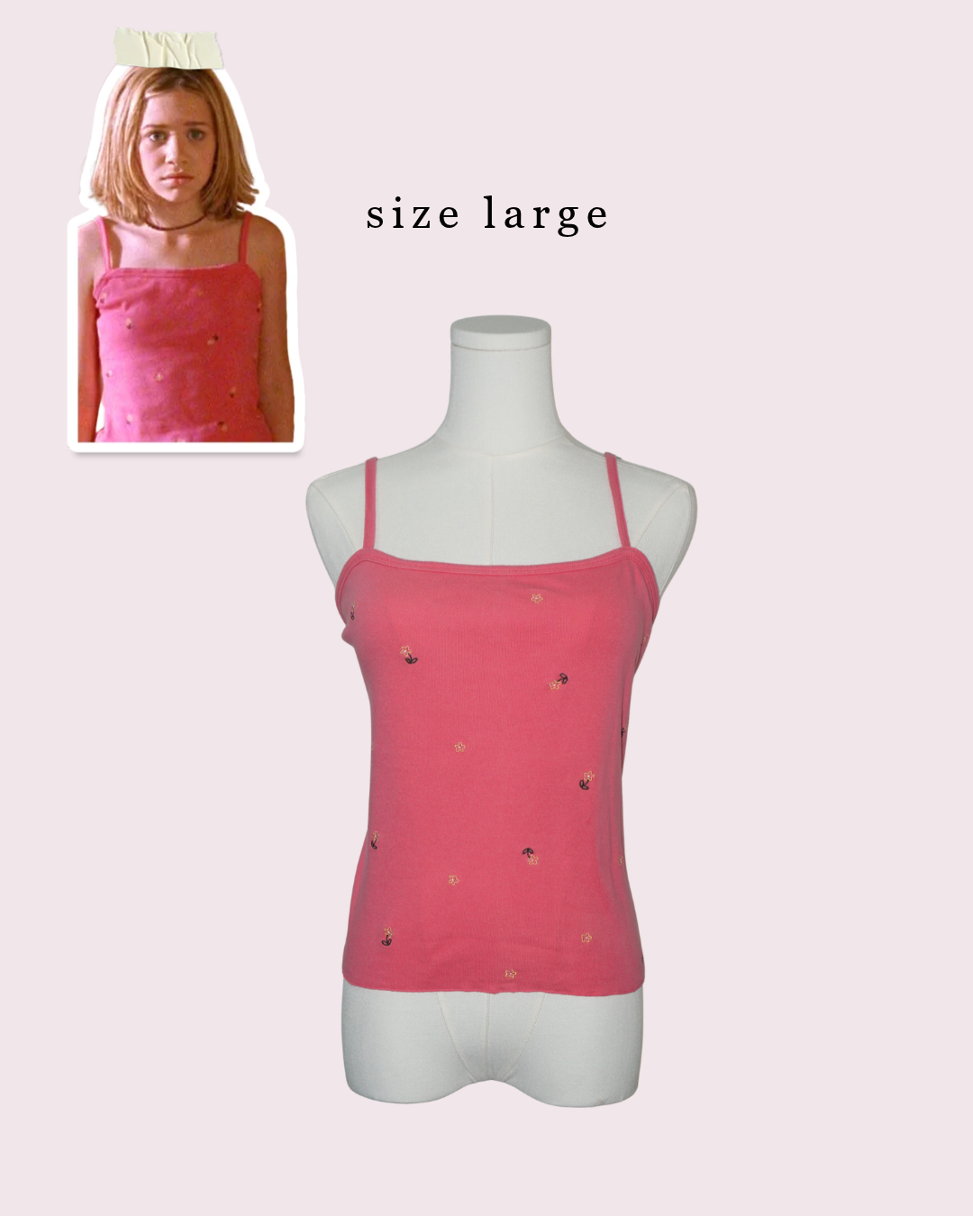 Pink Floral Embroidered Camisole (Large) - ASO Ashley Olsen in Passport to Paris