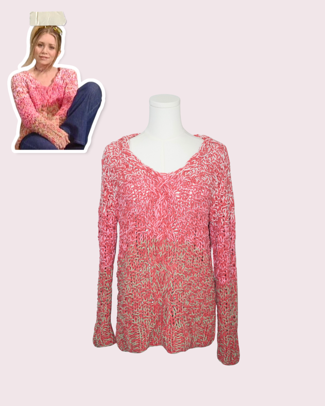Pink Ombré V-Neck Sweater - ASO Ashley Olsen in So Little Time