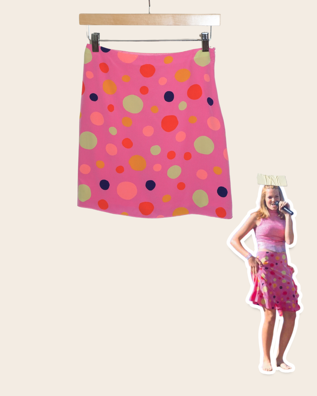 ASO Mandy Moore - Pink Mini Polka Dot Skirt