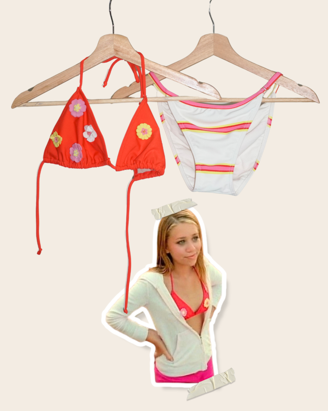 Vintage Floral Applique Bikini ASO Ashley Olsen