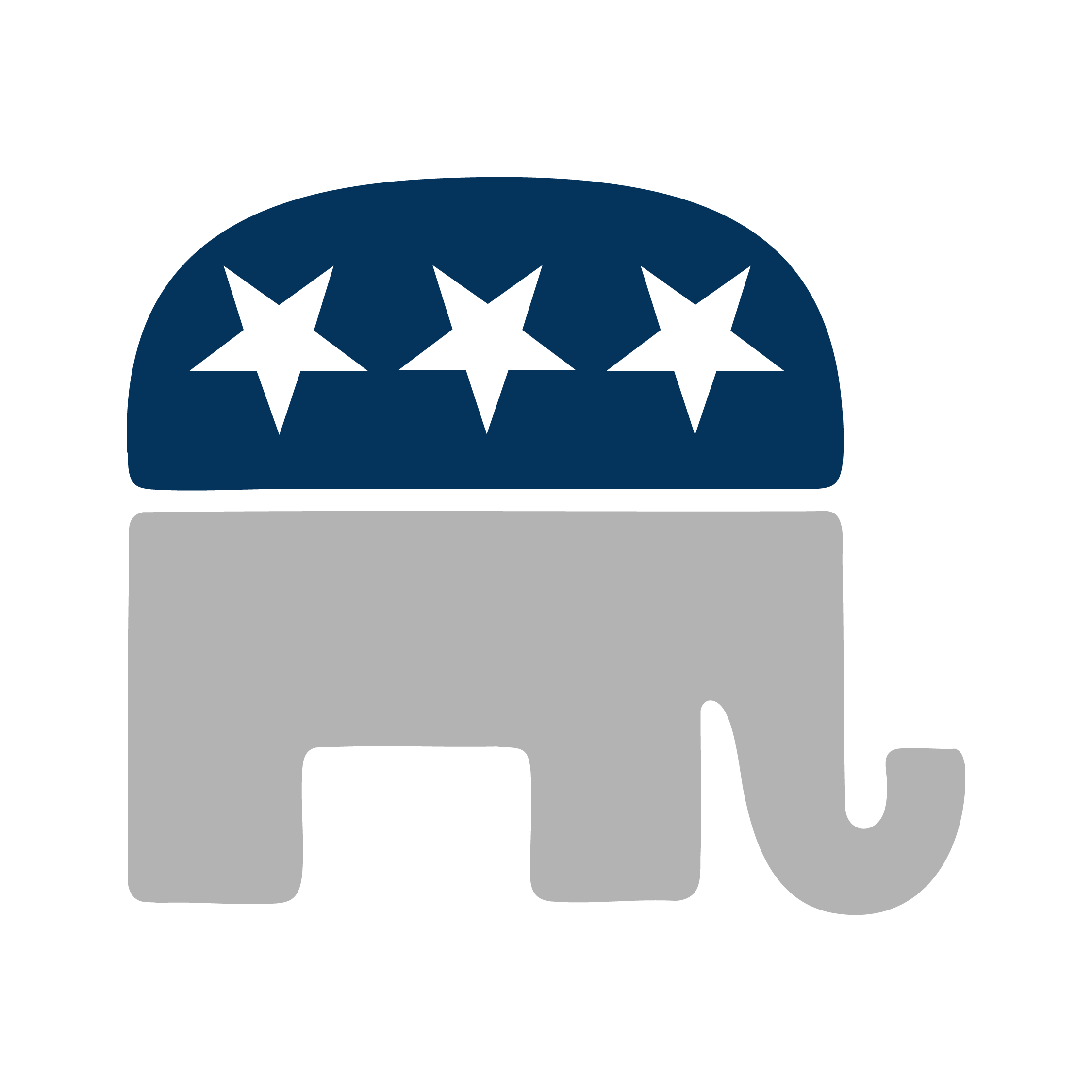 Illustration of an elephant with a blue hat decorated with three black stars