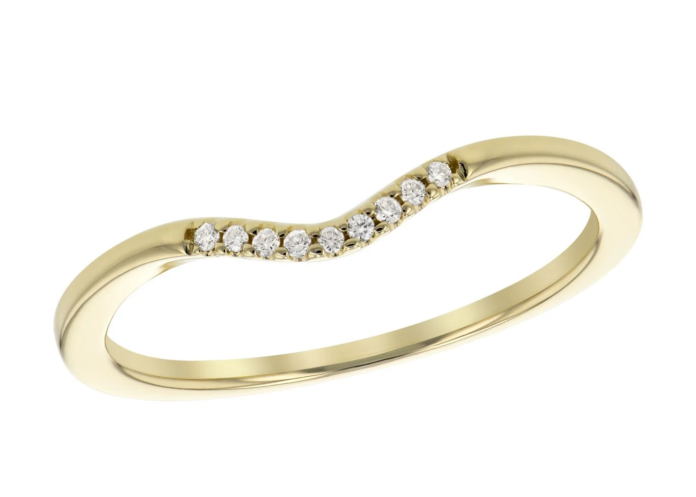 Diamond Contour Wedding Band in 14K Yellow Gold