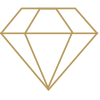 A simple illustration of a diamond gemstone with gold outlines.