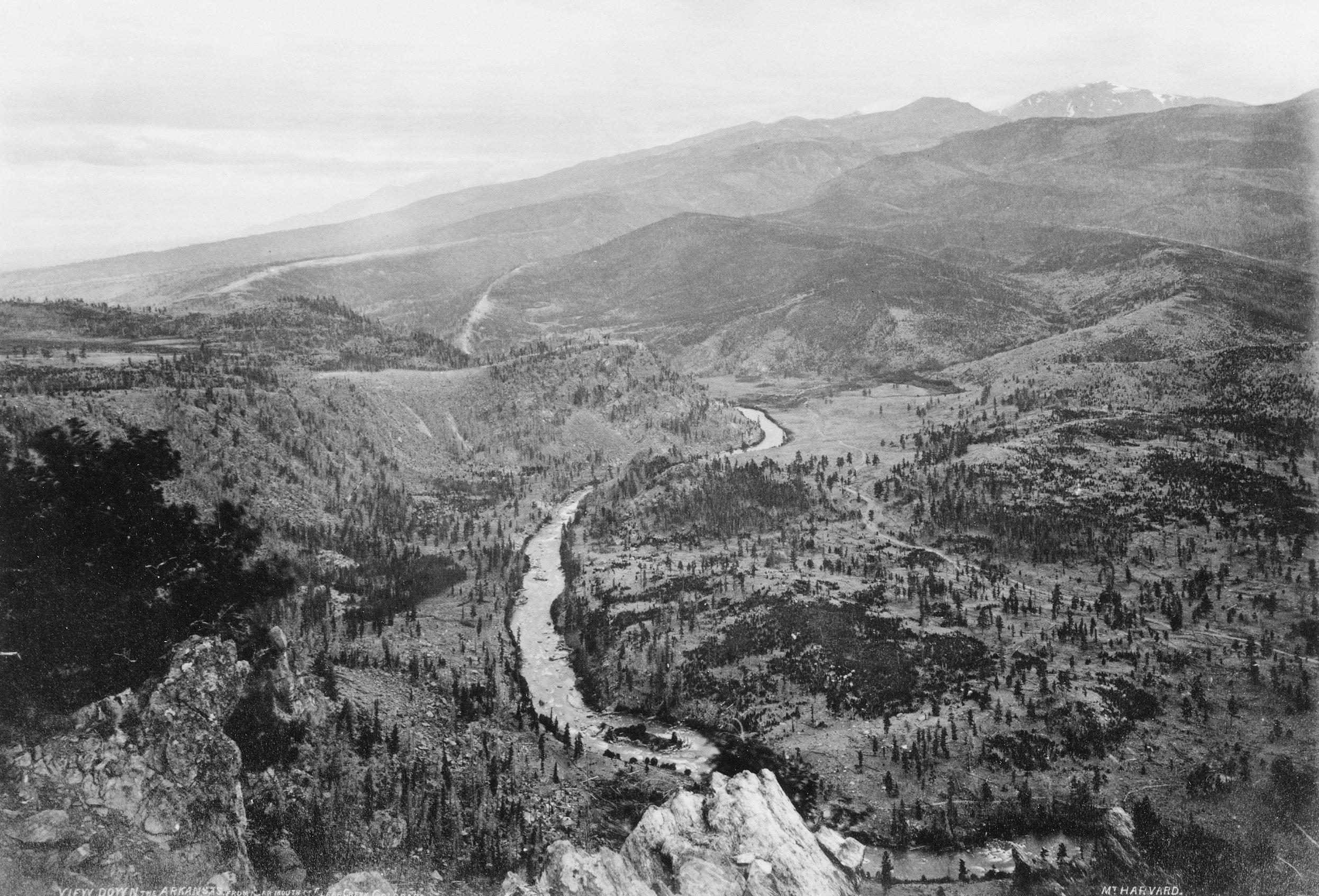 William Henry Jackson, 1873. View down the Arkansas from near the mouth of Lake Creek, Colo. (United States Geological Survey.)