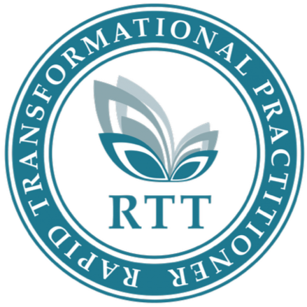 Logo of the Transformational Practitioner RTT with a stylized lotus flower and the initials RT in the center.