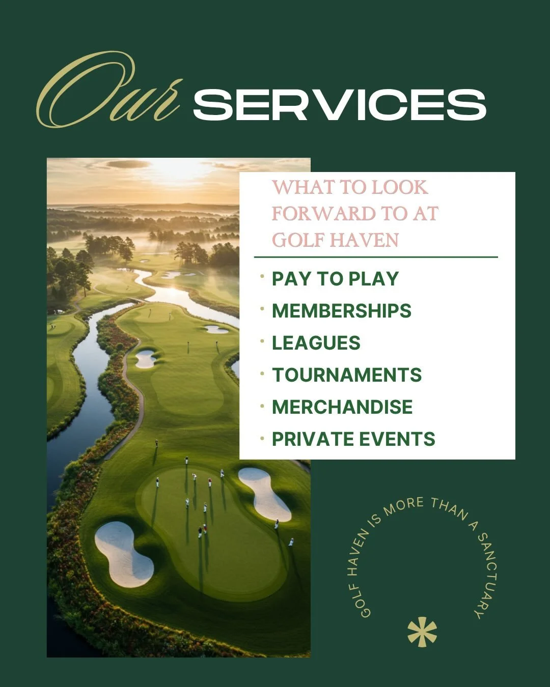 However you like to play&hellip; we&rsquo;ve got a spot for you ⛳️

From pay-to-play bays to memberships, leagues, and tournaments&mdash;Golf Haven was built to fit your game, your schedule, and your style.

Practice. Compete. Hang out. Repeat.

Your