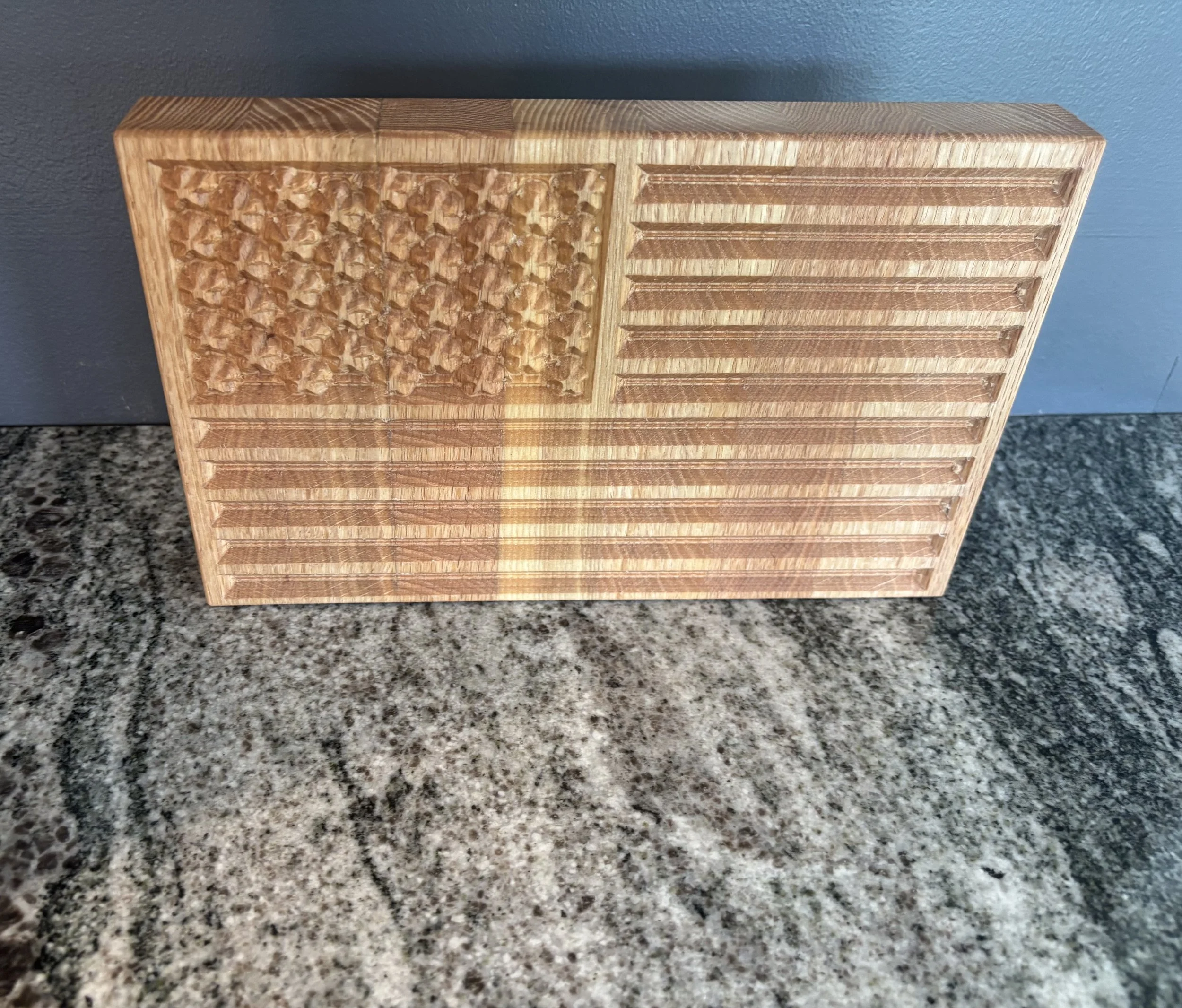 Handmade Red Oak American Flag Art