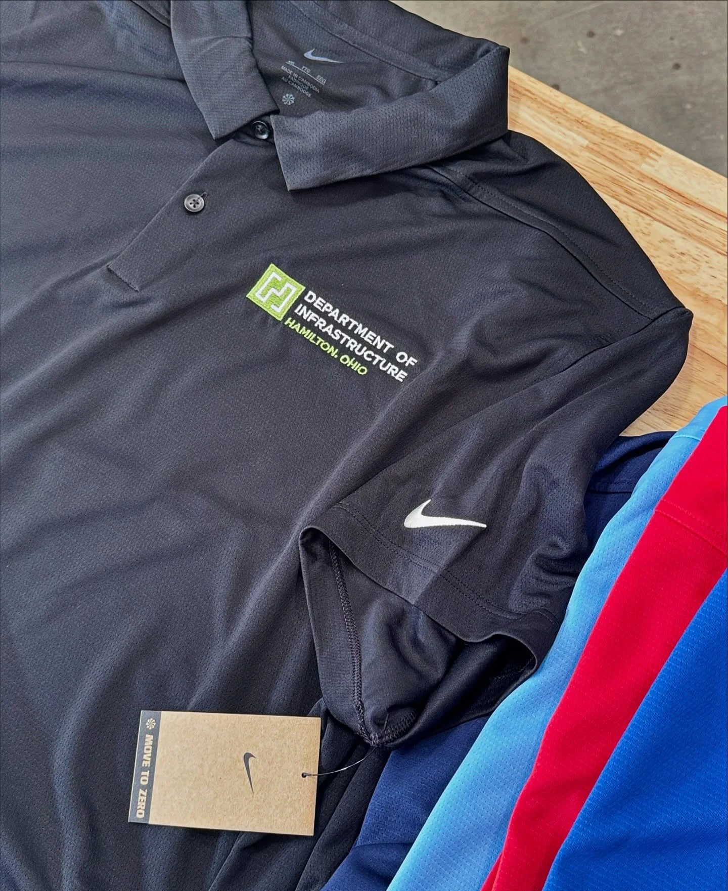 Super clean embroidery on Nike performance polos. We do way more than just band merch. We&rsquo;ll have your whole office looking spiffy. Hit the inbox. #nike #embroidery #hamilton #ohio