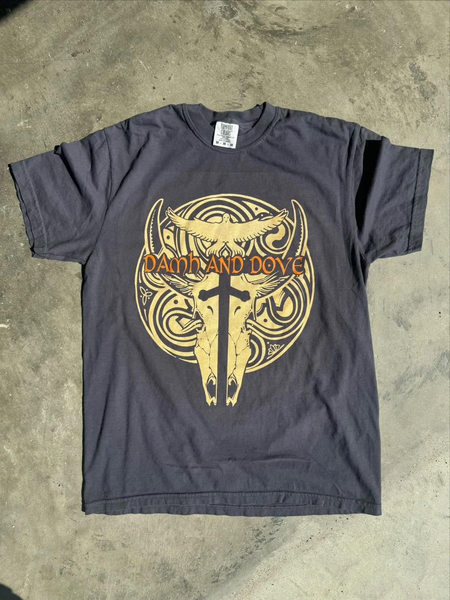 Sick new shirts for our favorite bagpipe blasting, drum smashing duo @damhanddove - hot off the press! @ohiorenfest opens this weekend. Catch a performance, be entertained, leave with a shirt (and maybe a sword). #screenprinting #renfaire #bandmerch
