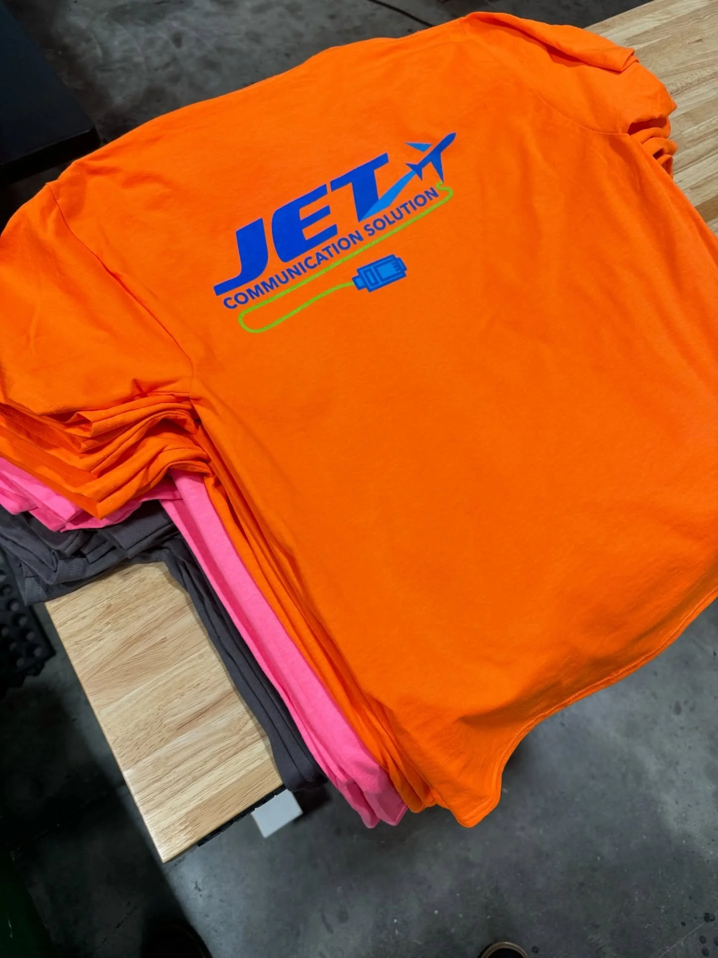 What happens when you put fluorescent ink on hi-vis shirts? This. And it&rsquo;s awesome. We&rsquo;ll make sure your crew is safe and visible. Hit us up! #rustbeltapparel #screenprinting #ohio #kentucky #indiana