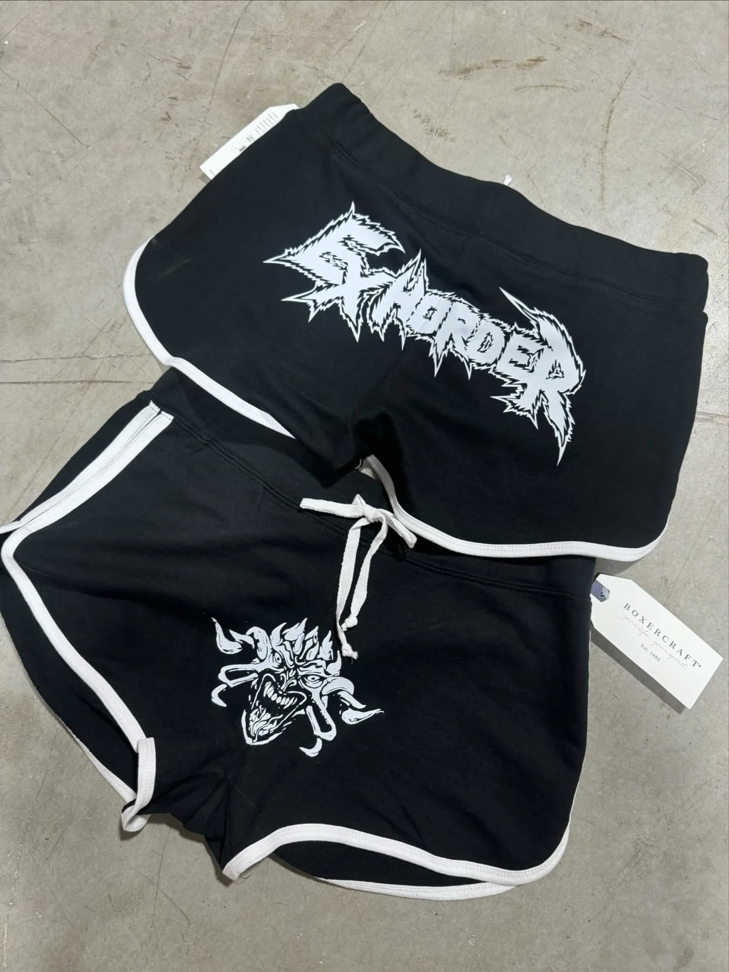 We made a lot of new merch items for the @exhorderofficial fall tour. Some tricky placements, new materials, and new techniques. The leather engraved patches made the cut but didn&rsquo;t make it on to hats. We printed the hats for sale at the table 