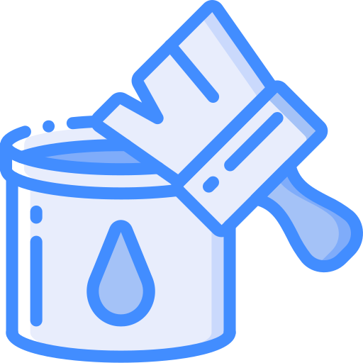 Paint can with paintbrush.