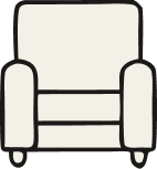 Simple illustration of an armchair with armrests.