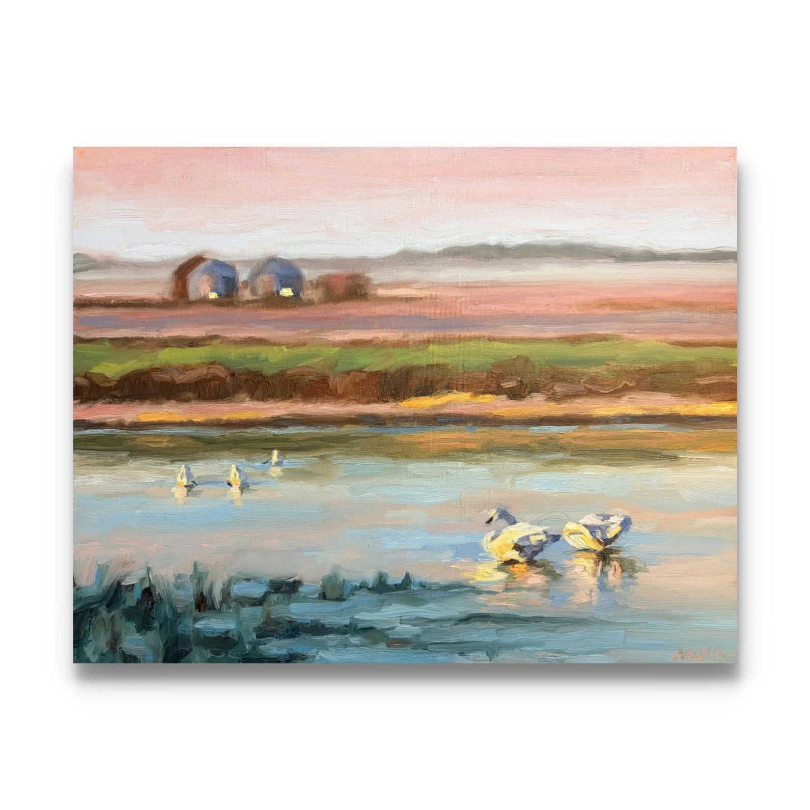 "Swans Aglow" - $420 CAD (Click image to purchase)