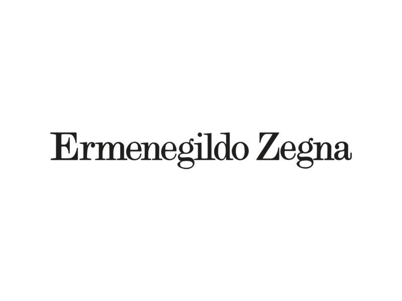 Black background with the white text 'Ermenegildo Zegna' centered in the middle.