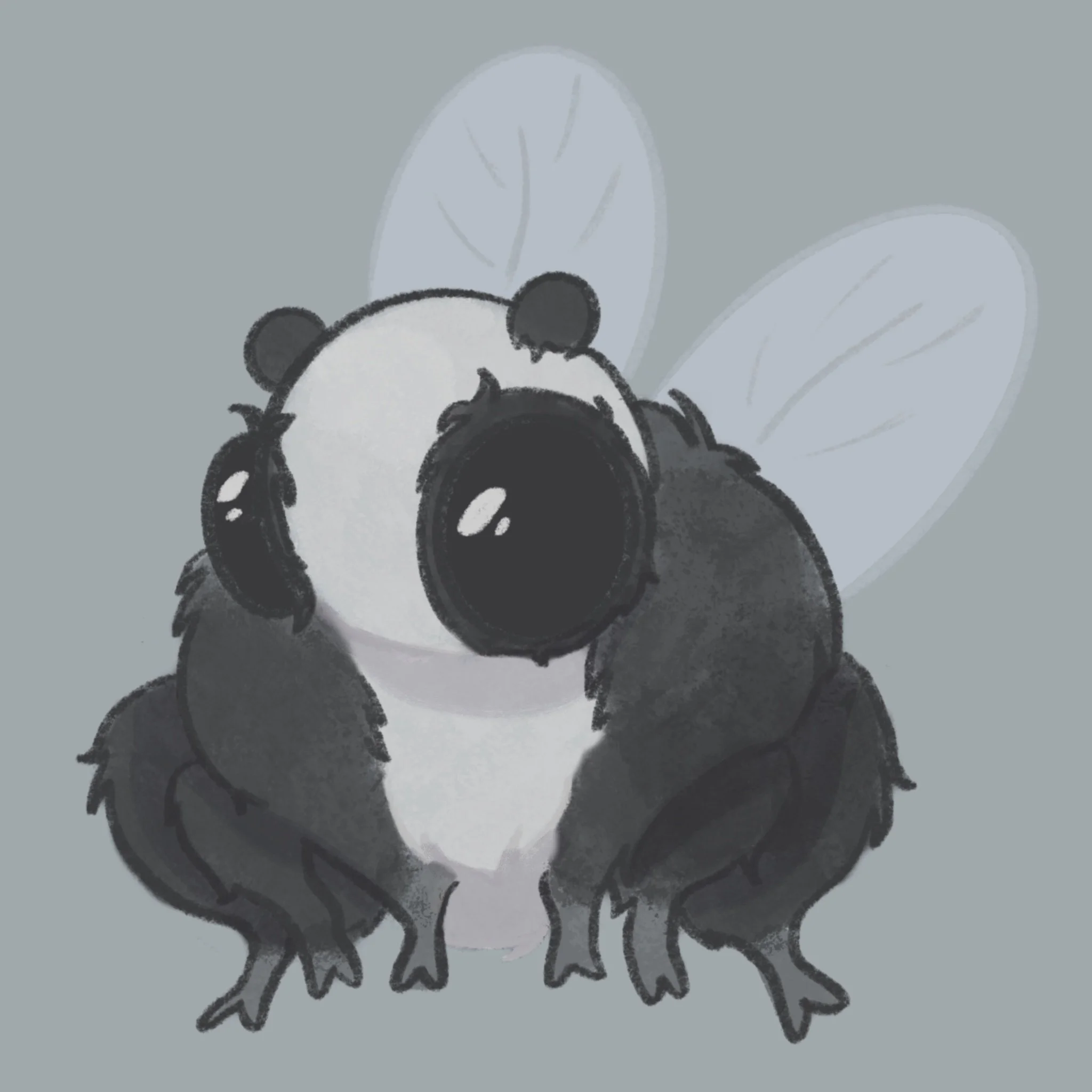 A cute digital illustration of a panda bug, sitting on its hind legs, against a plain background.