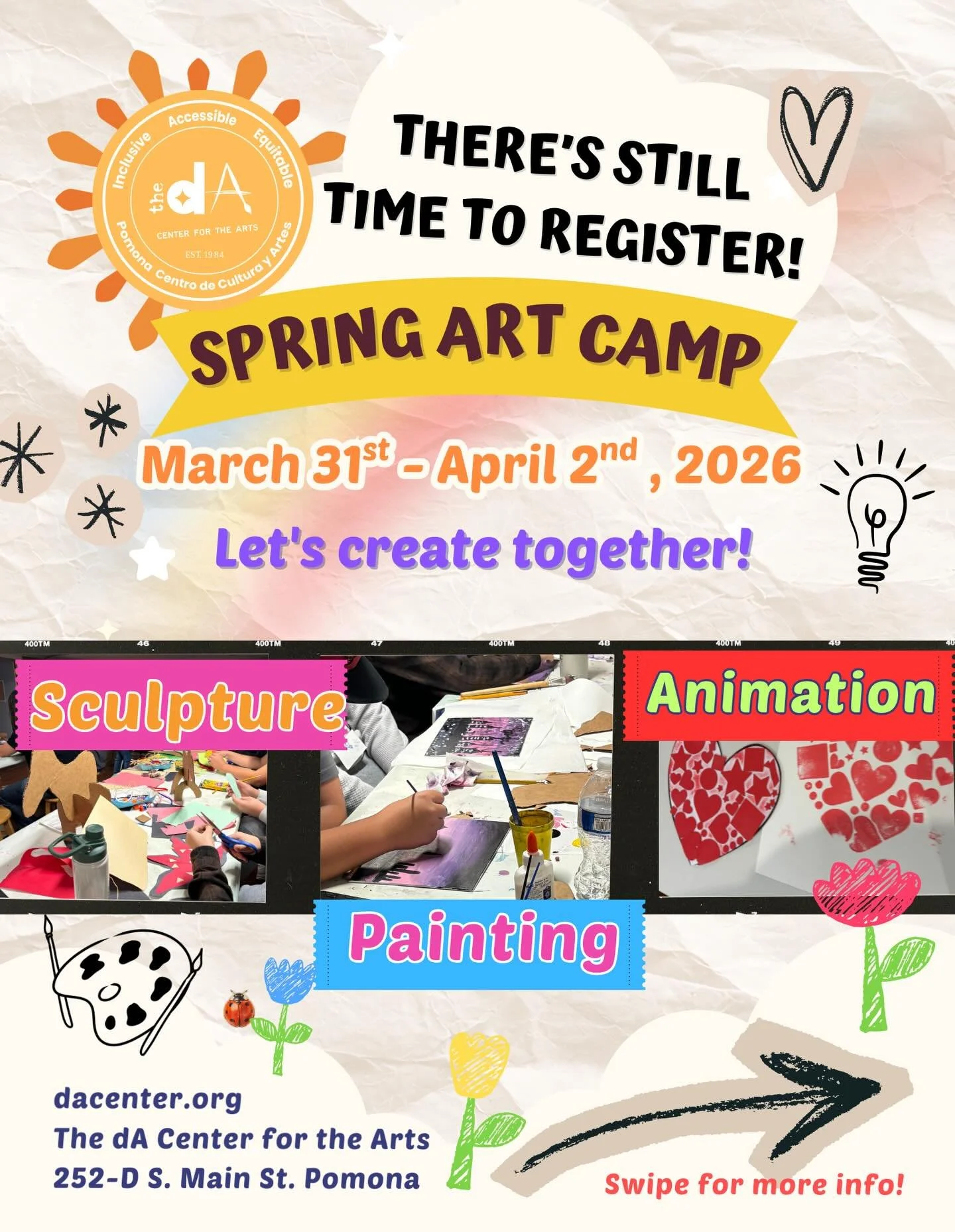 Looking for a spring art activity for your child(ren) ages 7-16 years old?
Dear Imagination Youth Art Camp is here for the SPRING 2026!

Dates:  March 31st - April 2nd , 2026
Times: 10am-3pm
Ages: 7 - 16 
Price: $45 for Three days of classes! ($5 off