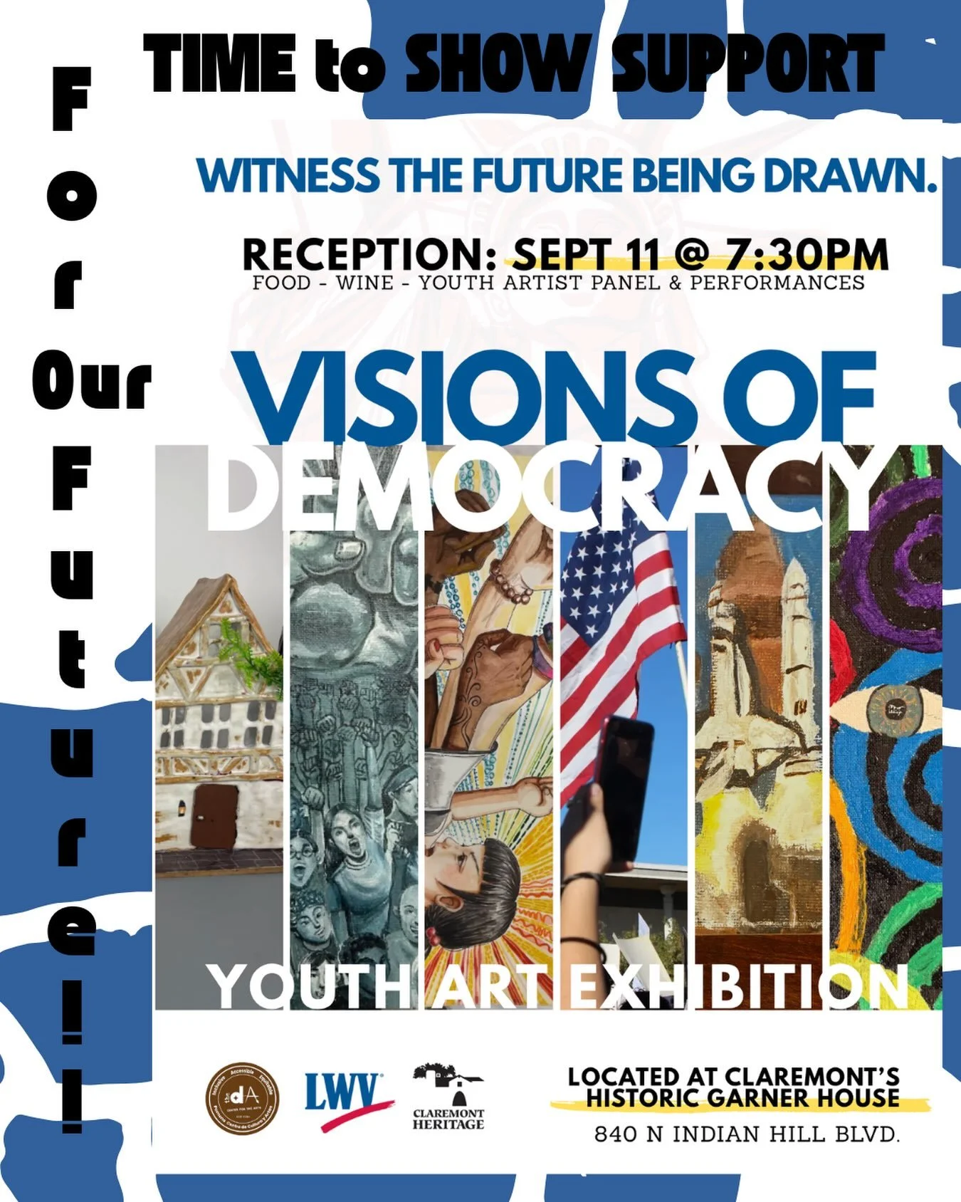 We sit in meetings about supporting our youth and now thanks to @annabellebrusky, we have an opportunity to show action and movement in this safe and shared space to listen and learn about their ideas and artwork. Please attend the Visions of Democra