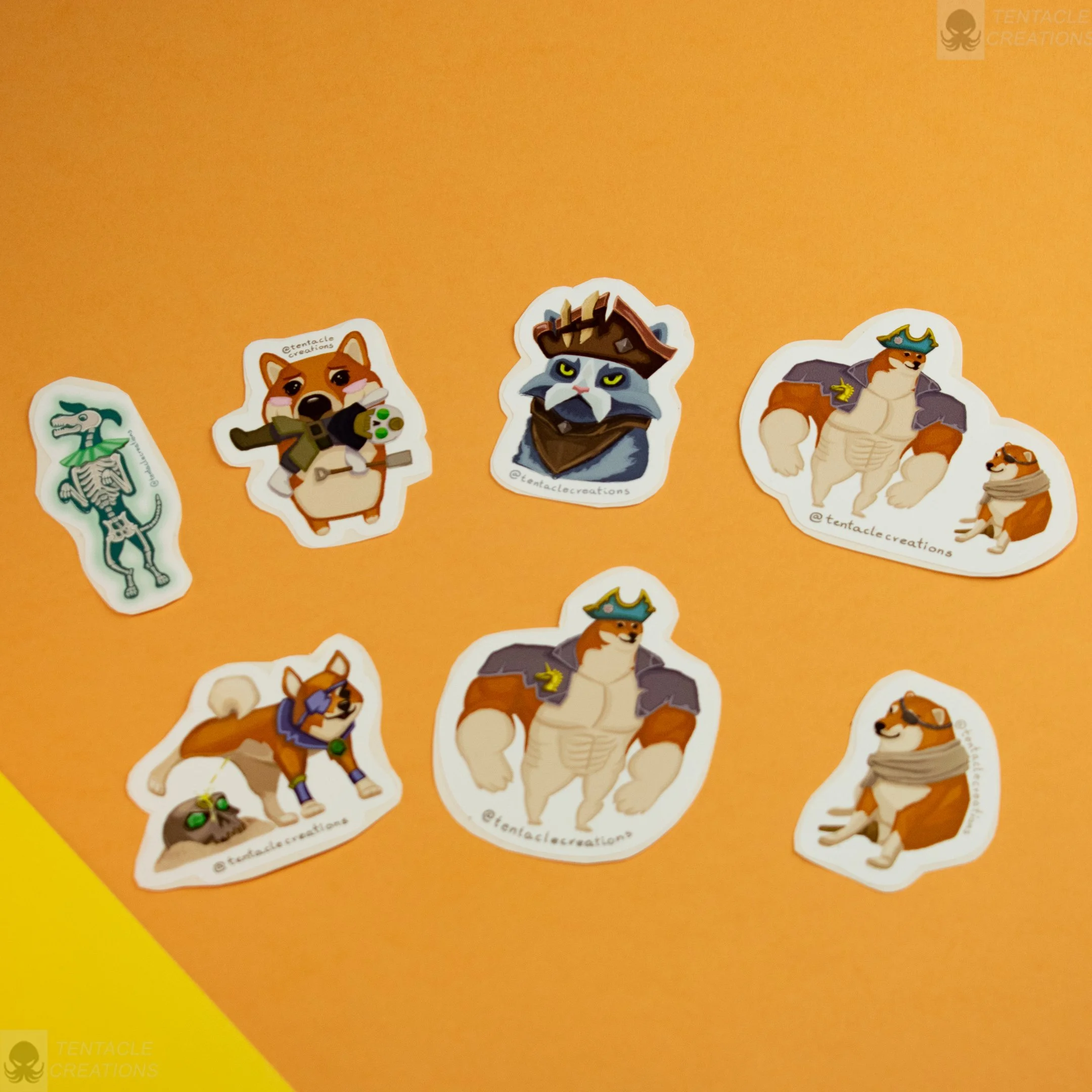 Pirate Dogs and Cats stickers! Inspired by Sea of Thieves