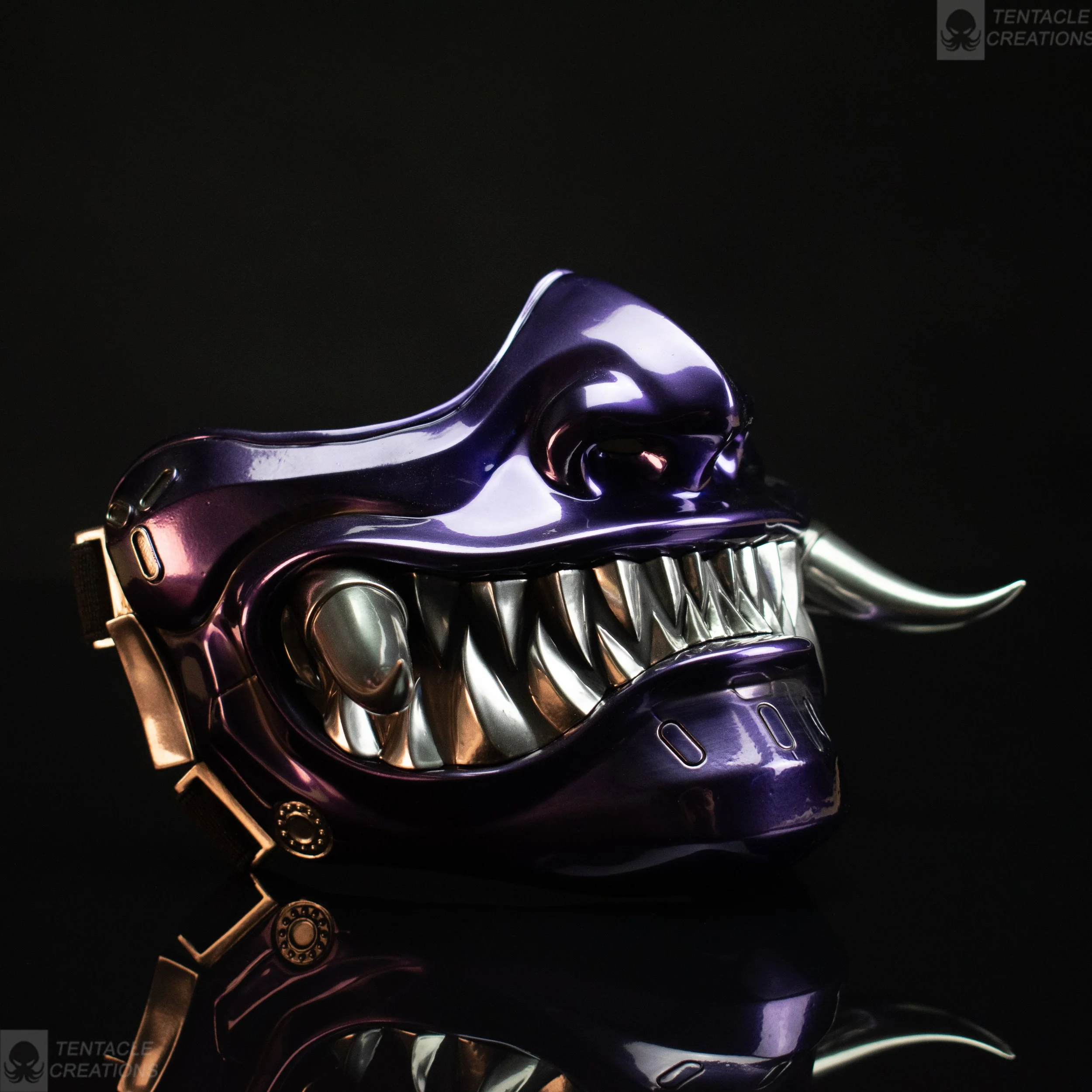 Samurai Mask 2.0v - Purple and Chrome - Cyberpunk inspired